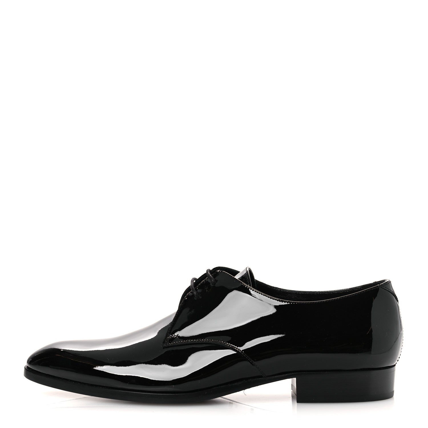 Saint Laurent Patent Calfskin Mens Wyatt Derby Lace Up Shoes 44.5 Black 1 of 11