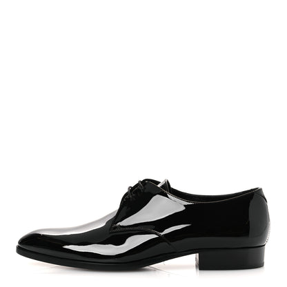 Saint Laurent Patent Calfskin Mens Wyatt Derby Lace Up Shoes 44.5 Black 1 of 11