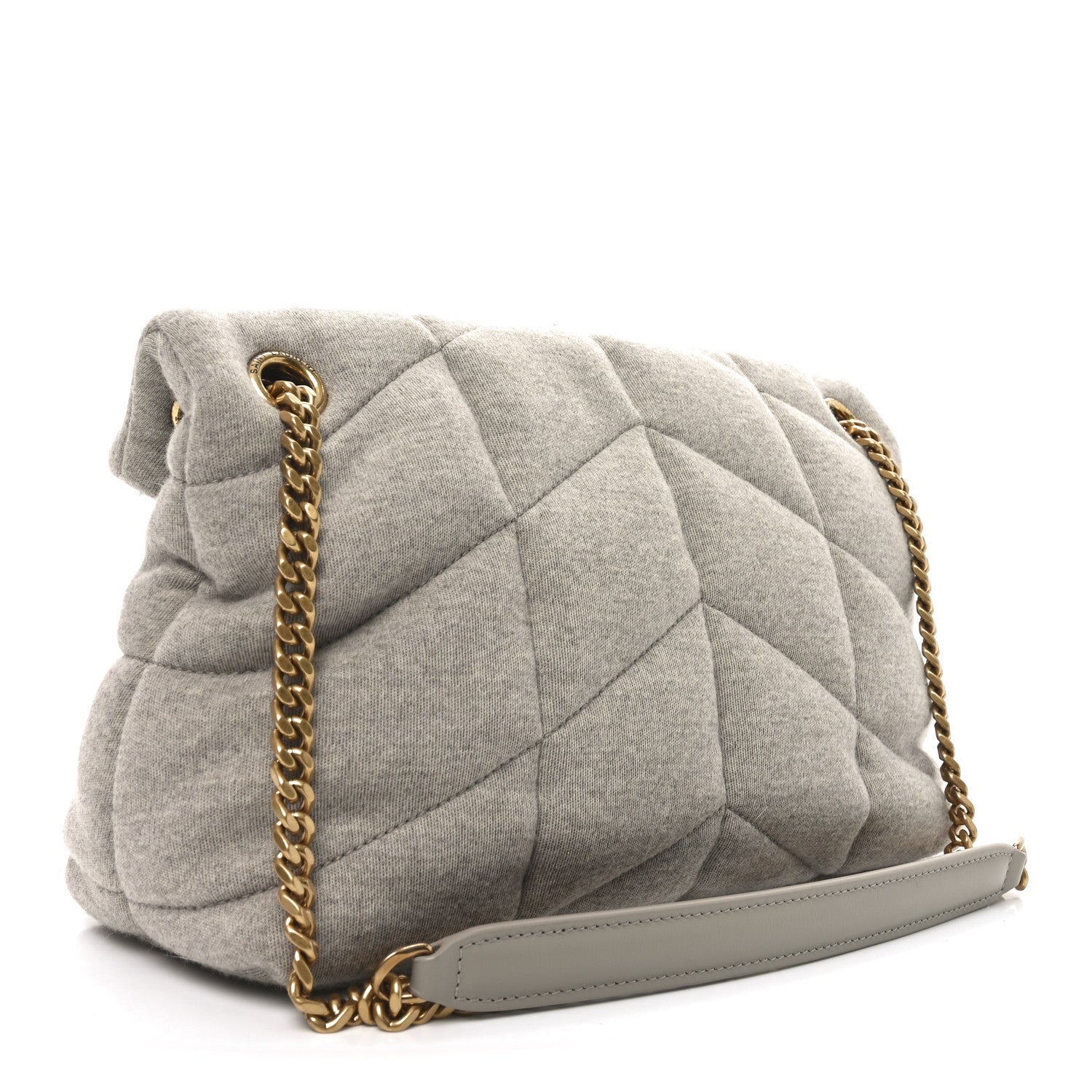 Saint Laurent Jersey Quilted Small Loulou Puffer Monogram Chain Satchel Chalk Beige 3 of 10