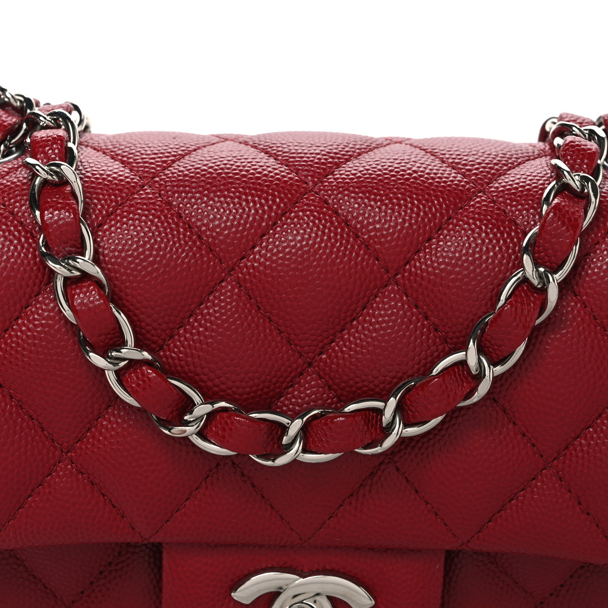 Chanel Caviar Quilted Mini Rectangular Flap Red 8 of 11