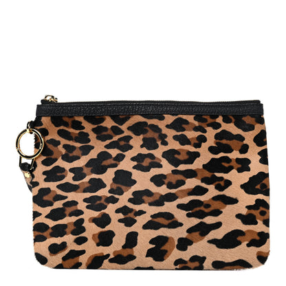 MCM Calf Hair Calfskin Leopard Zip Pouch Set Black 3 of 13