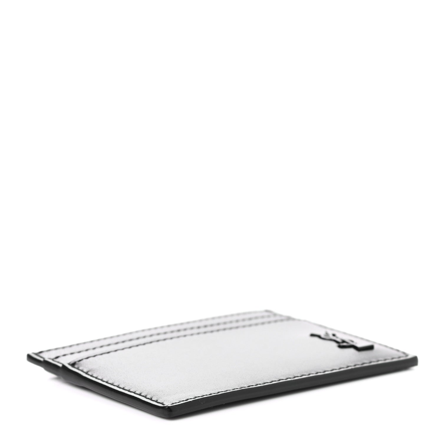 Saint Laurent Calfskin Tiny Cassandre Credit Card Case Black 4 of 7