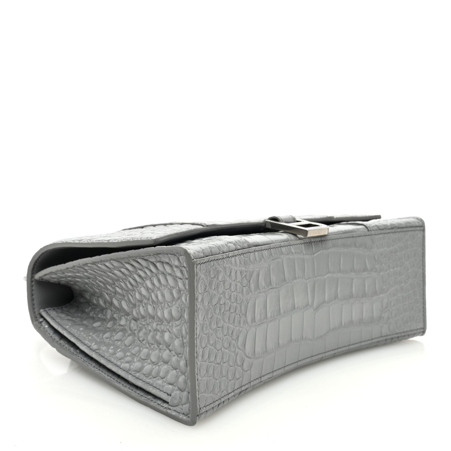 Balenciaga Shiny Calfskin Crocodile Embossed Medium Hourglass Top Handle Bag Balenciaga Grey 4 of 9