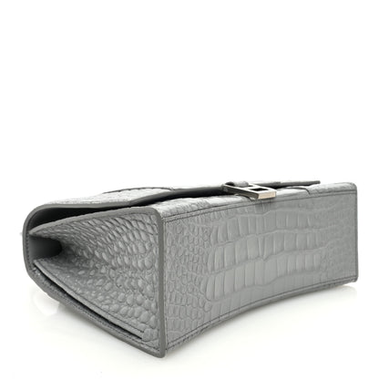 Balenciaga Shiny Calfskin Crocodile Embossed Medium Hourglass Top Handle Bag Balenciaga Grey 4 of 9