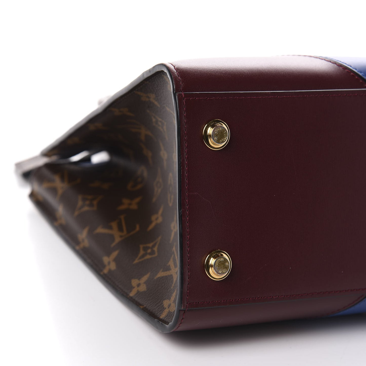 Calfskin Monogram City Steamer MM Blue Burgundy White