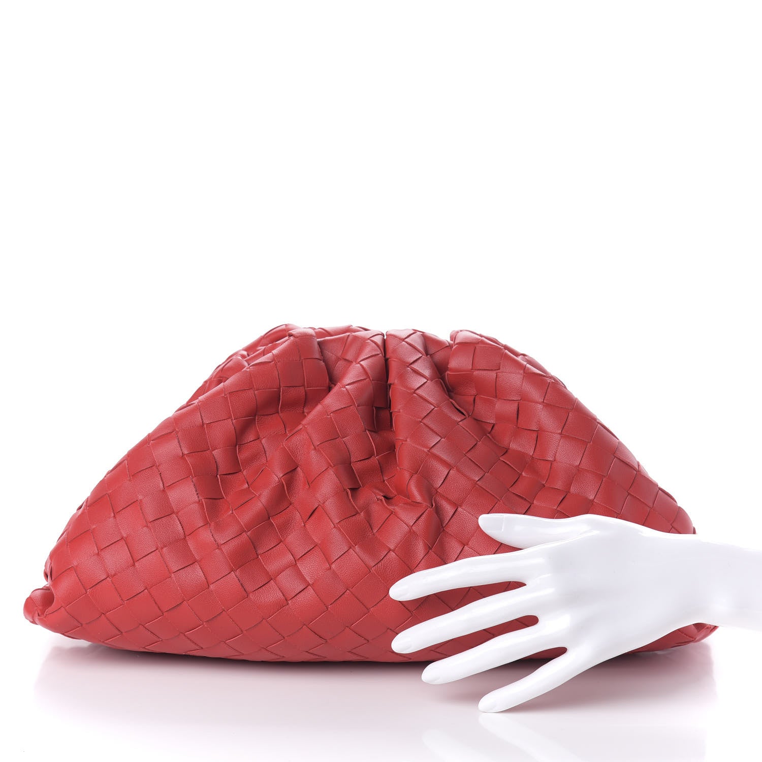 Bottega Veneta Nappa Maxi Intrecciato The Pouch Oversized Clutch Bright Red 2 of 9