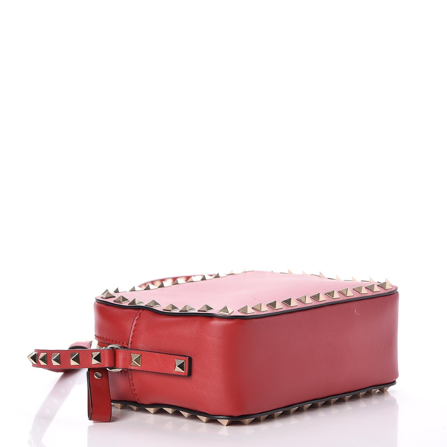 Calfskin Rockstud Camera Crossbody Bag Red