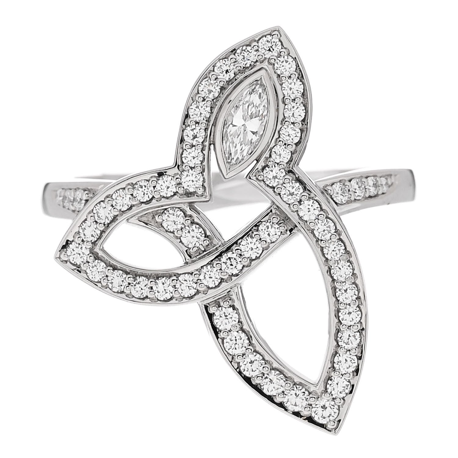 Harry Winston Platinum Diamond Lily Cluster Ring 53 6.5 1 of 6