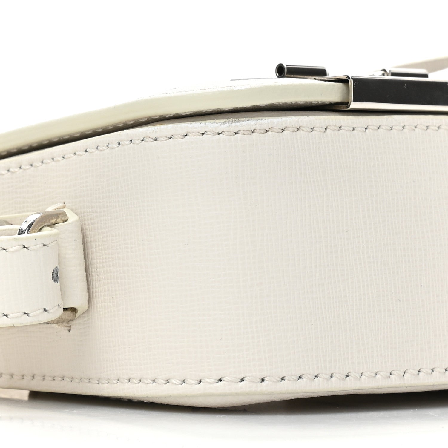 Off-White Saffiano Striped Baby Diag Binder Clip Bag White Black 10 of 14