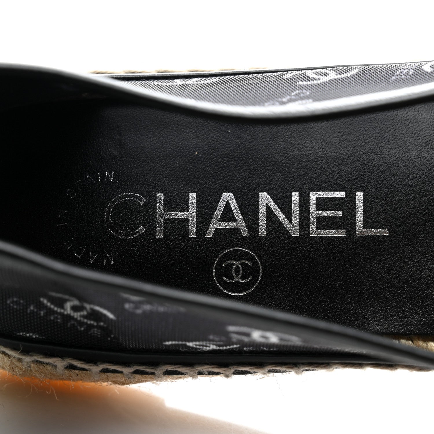 Chanel Mesh Grosgrain CC Espadrilles 38 Black White 9 of 14