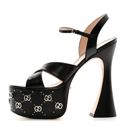 Gucci Malaga Kid Interlocking G Studs 155mm Platform Sandals 40 Perfect Black 1 of 8