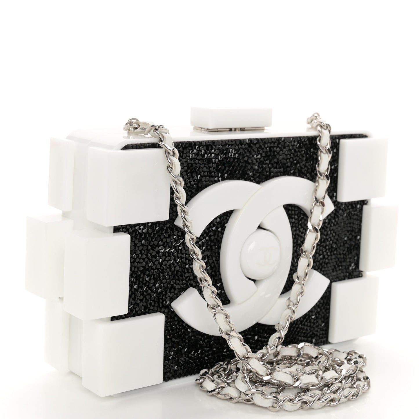 Plexiglass Crystal Lego Clutch White Black