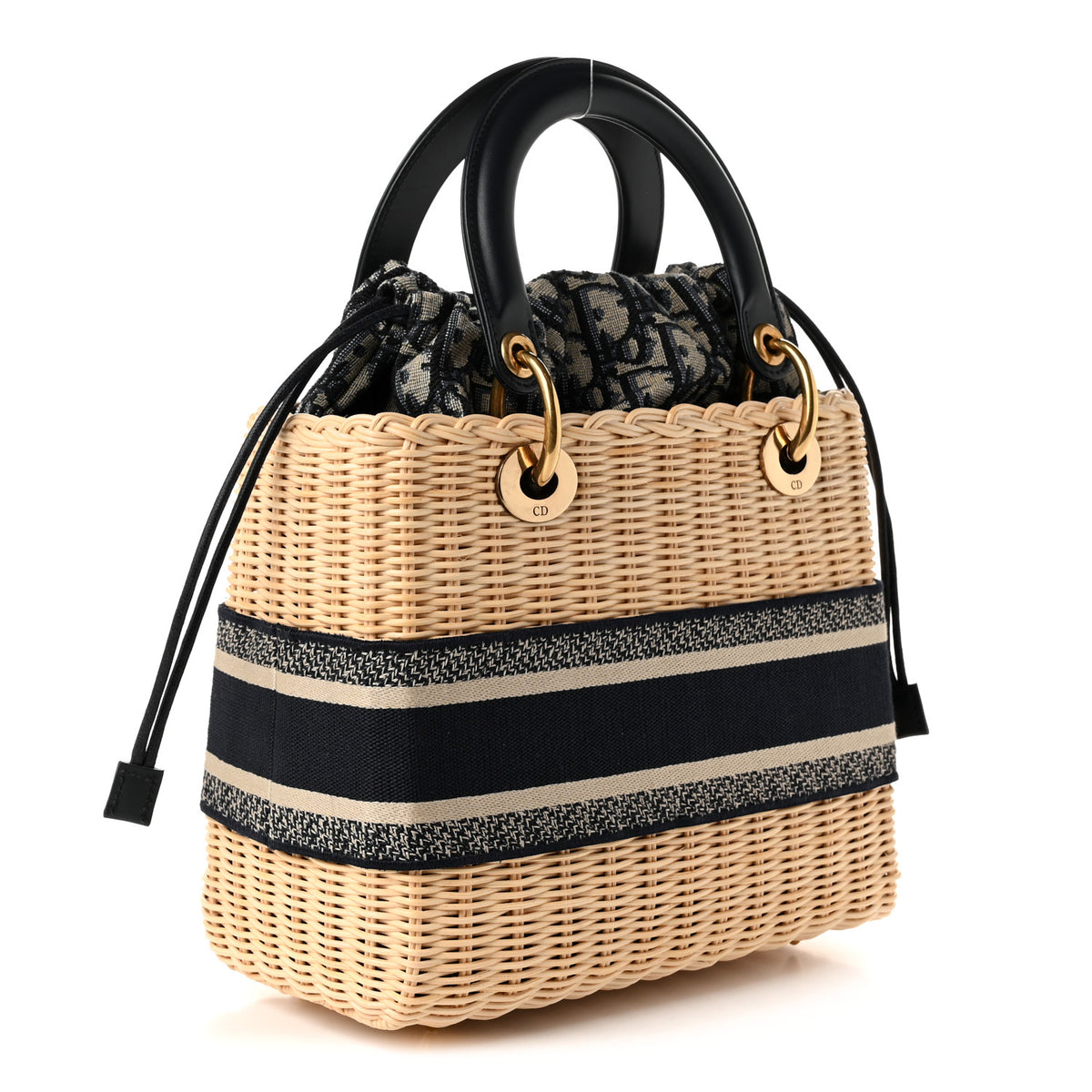 Wicker Oblique Medium Lady Dior Bag Blue