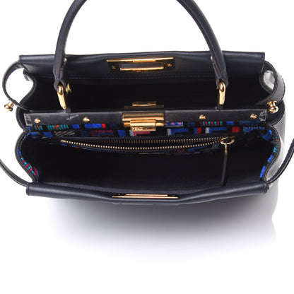 Fendi Calfskin Velvet Fun Fair Medium Peekaboo Iconic Satchel Night Blue Multicolor 5 of 11