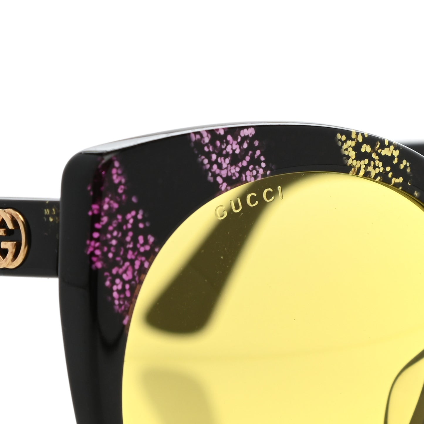 Glitter Acetate Cat Eye Sunglasses GG0325SA Black Yellow
