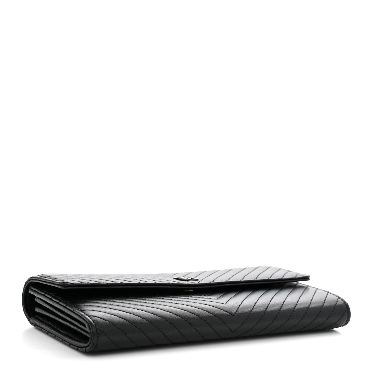 Chanel Lambskin Chevron Quilted Large Gusset Flap Wallet So Black 4 of 8