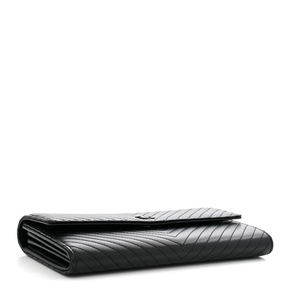 Chanel Lambskin Chevron Quilted Large Gusset Flap Wallet So Black 4 of 8
