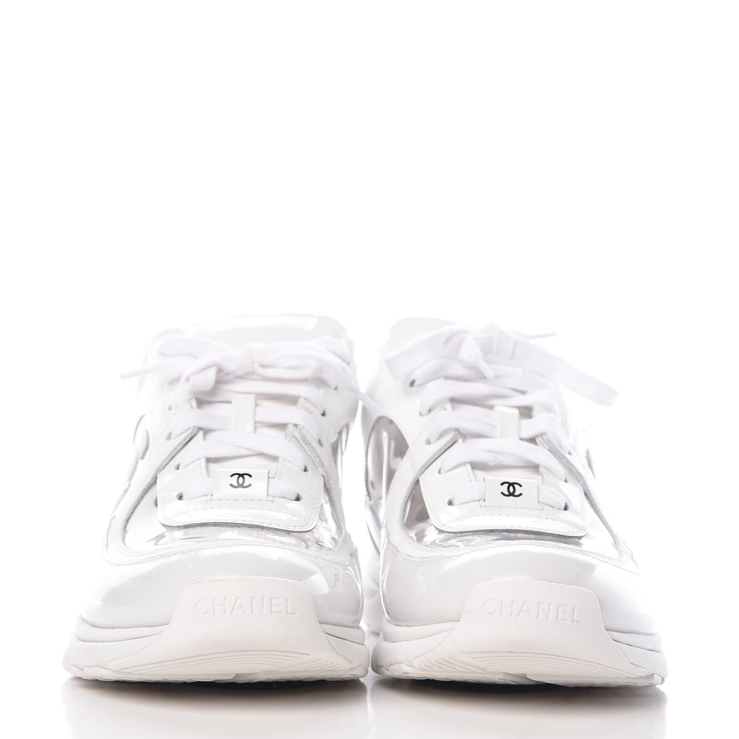 Calfskin Patent Transparent Womens Sneakers 40 White