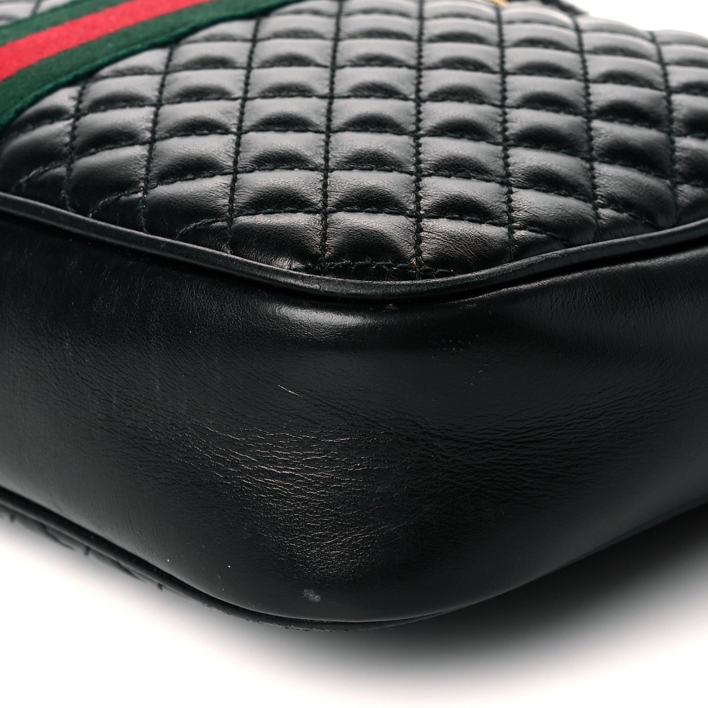 Calfskin Web Trapuntata Small GG Shoulder Bag Black