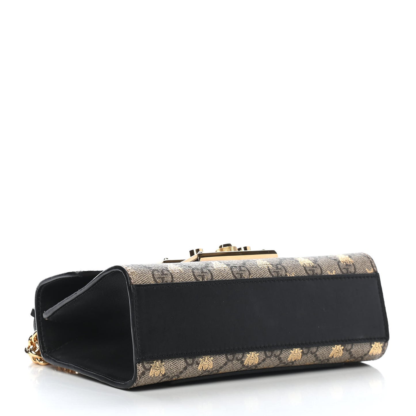 GG Supreme Monogram Bees Small Padlock Shoulder Bag Black
