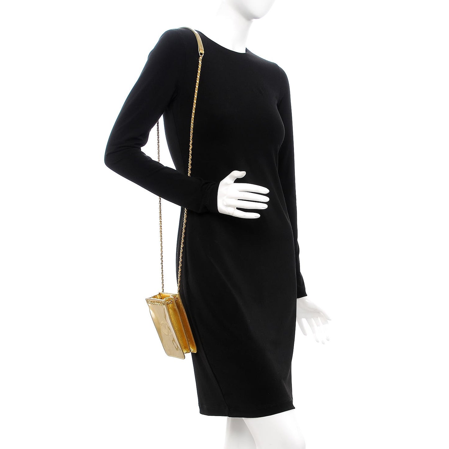 Metallic Patent Crossbody CC Phone Holder Gold