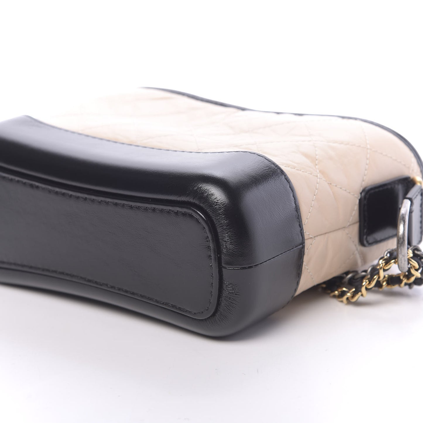 Aged Calfskin Quilted Small Gabrielle Hobo Beige Black