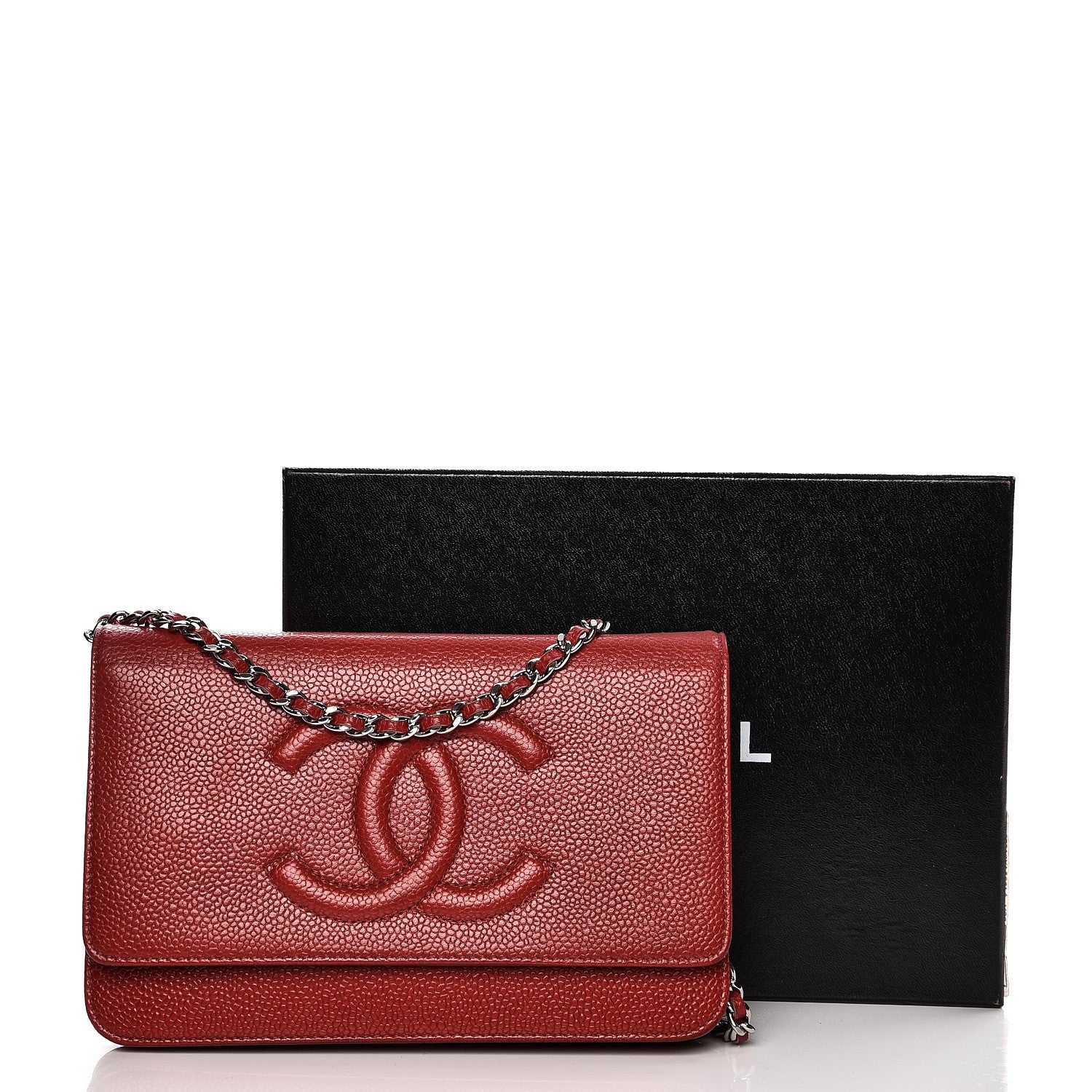 Chanel Caviar Timeless CC Wallet On Chain WOC Red 9 of 11
