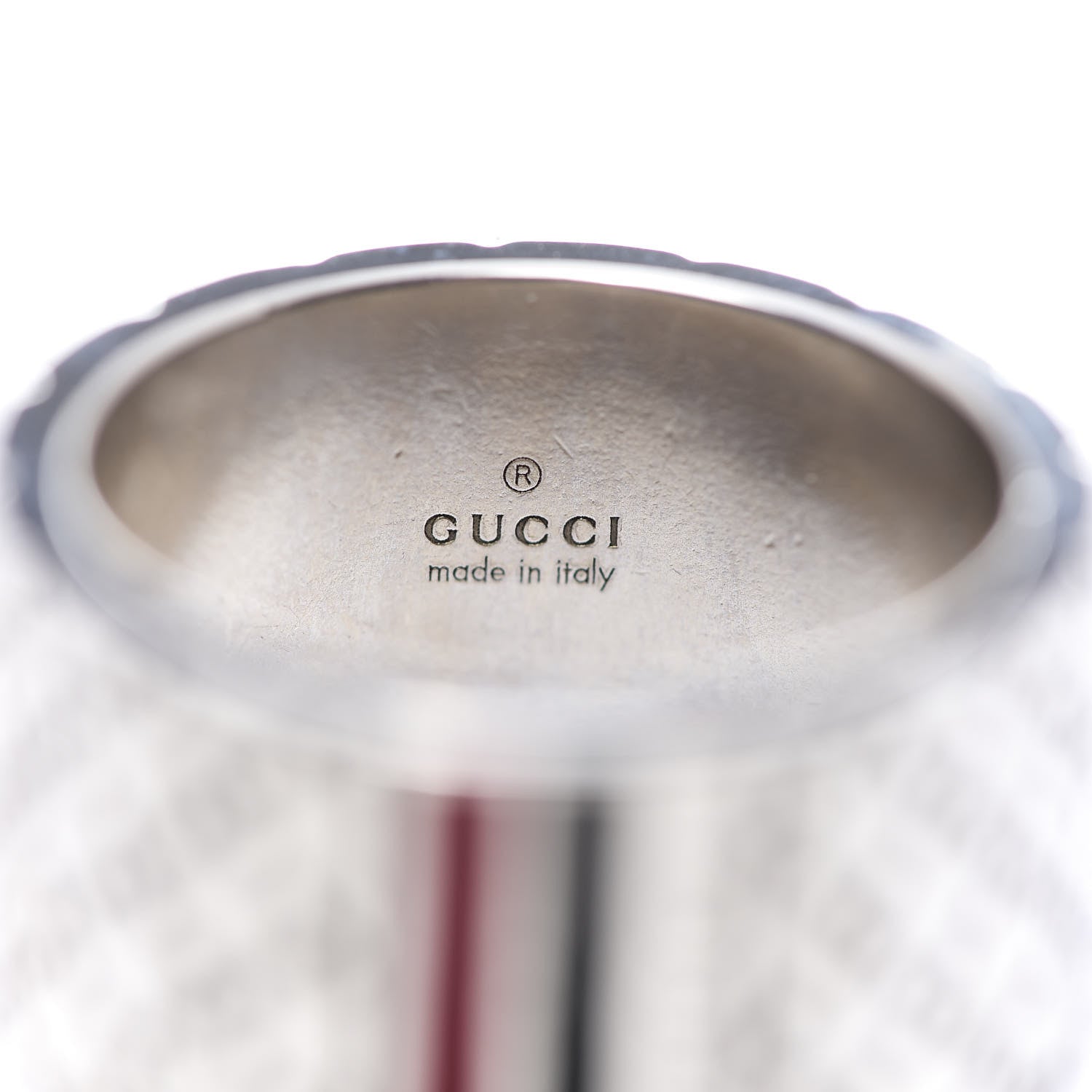 Gucci Sterling Silver Enamel Diamantissima Band Ring 61 9.5 4 of 4