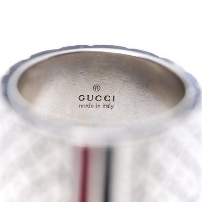 Gucci Sterling Silver Enamel Diamantissima Band Ring 61 9.5 4 of 4