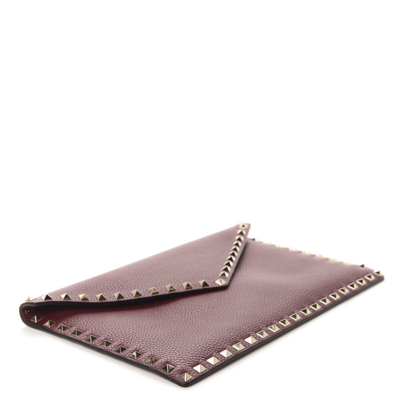 Pebbled Calfskin Large Rockstud Envelope Clutch Rubin