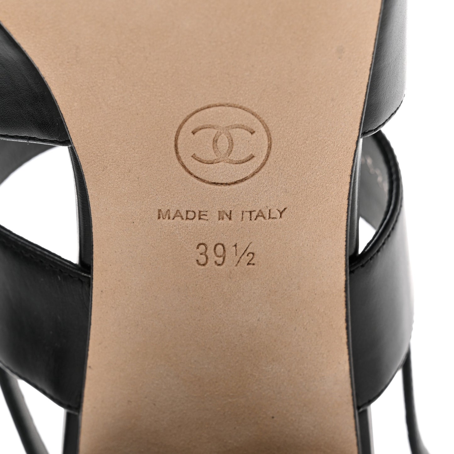 Lambskin Logo CC Turnlock Sandals 39.5 Black