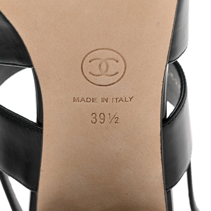 Chanel Lambskin Logo CC Turnlock Sandals 39.5 Black 6 of 9