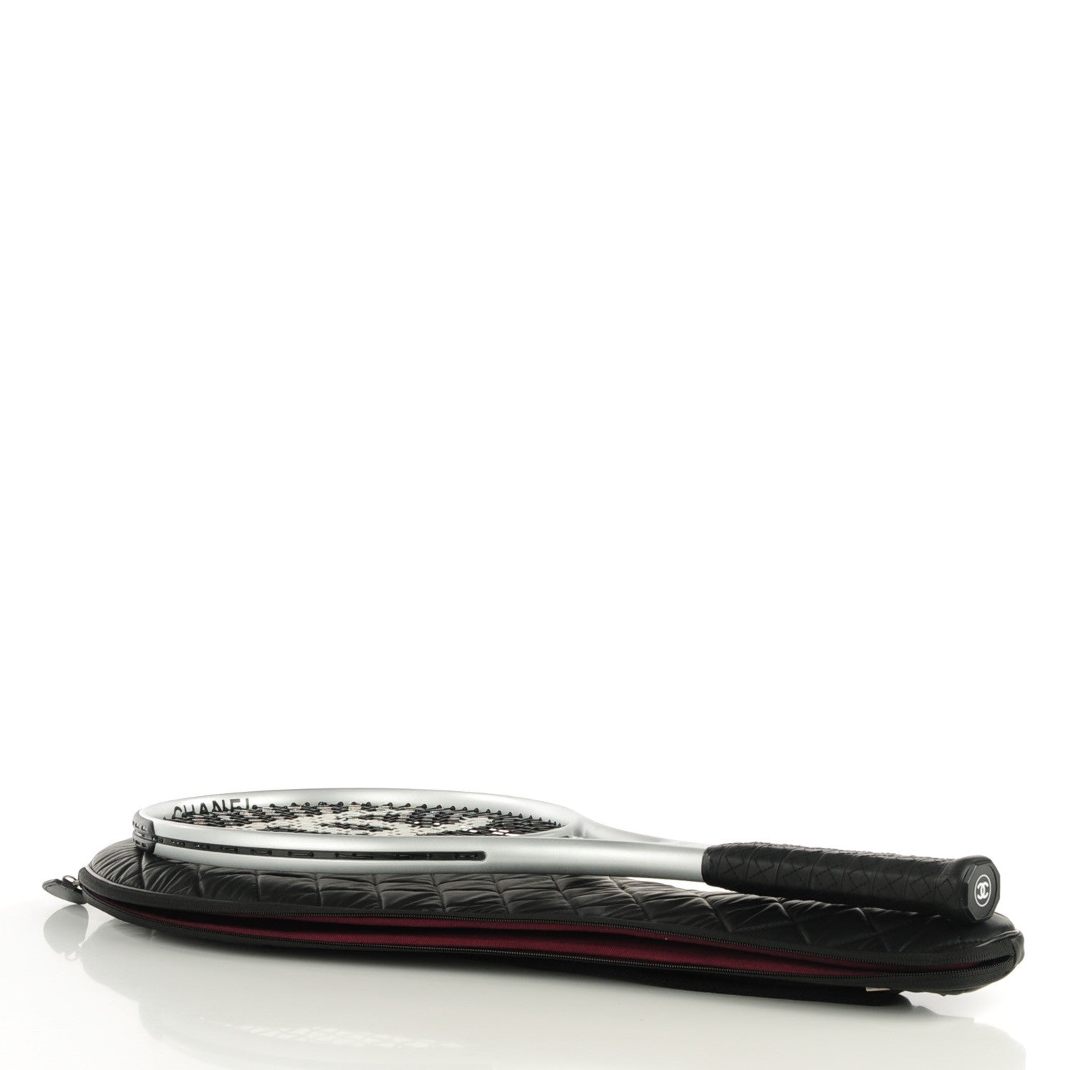 Chanel Tennis Racquet and Nylon Quilted Cover Silver 6 of 11
