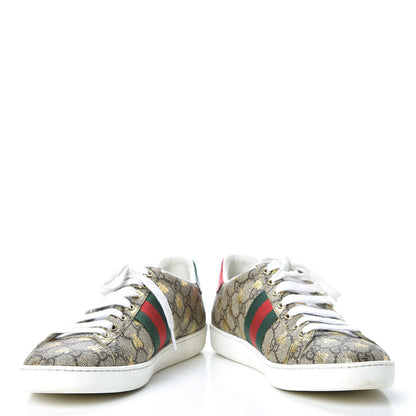Gucci GG Supreme Monogram Bees Ayers Web Womens Ace Sneakers 38.5 Beige Oro Green Red 5 of 14