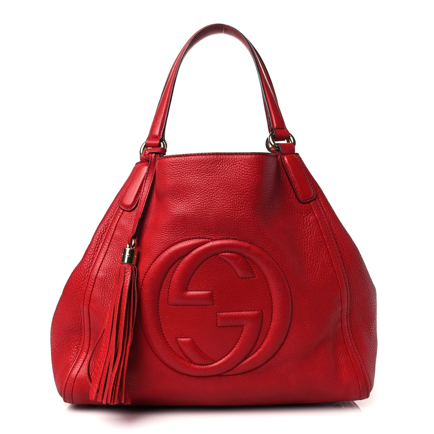 Pebbled Calfskin Medium Soho Shoulder Bag Red