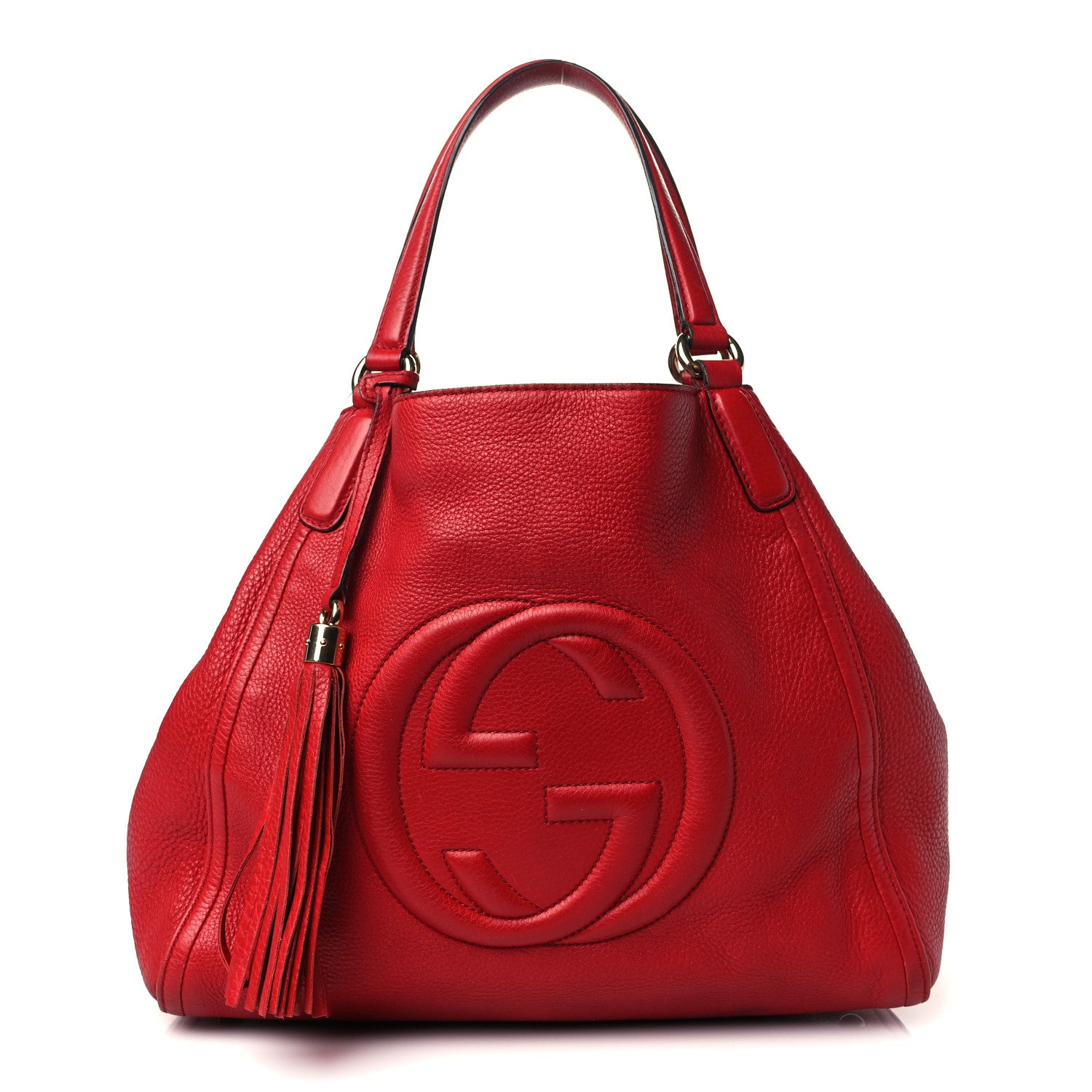 Gucci Pebbled Calfskin Medium Soho Shoulder Bag Red 1 of 10
