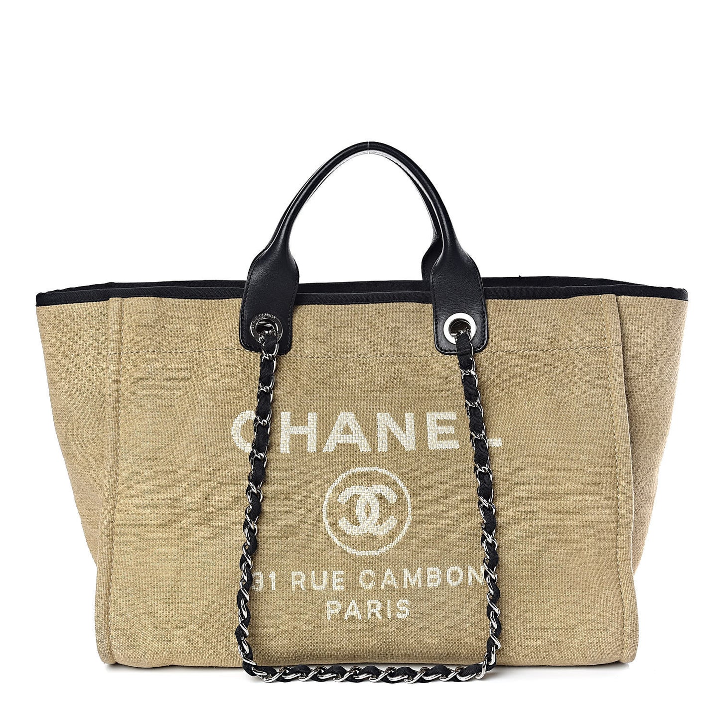 Canvas Large Deauville Tote Beige Black