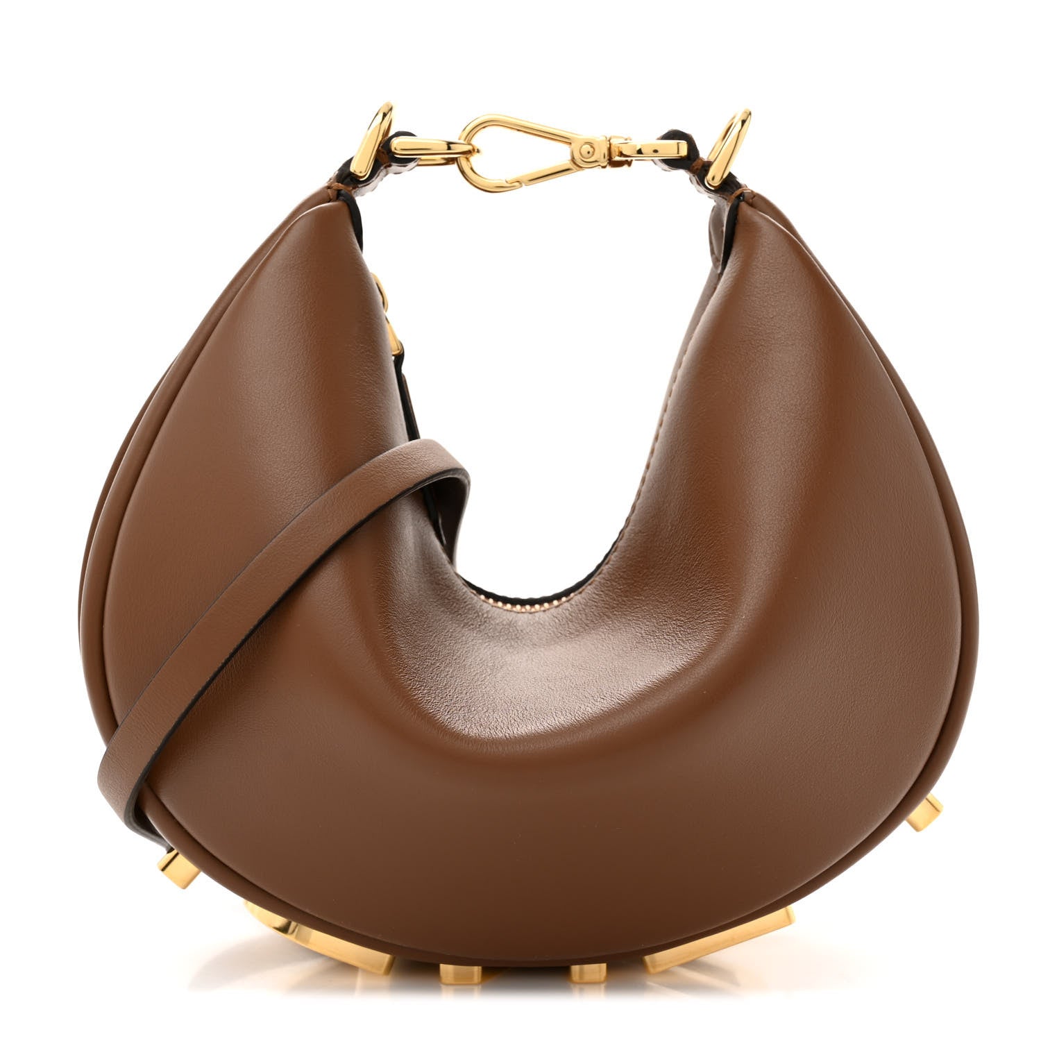 Fendi Vitello Grace Matte Mini graphy Hobo Bag Brandy 1 of 10