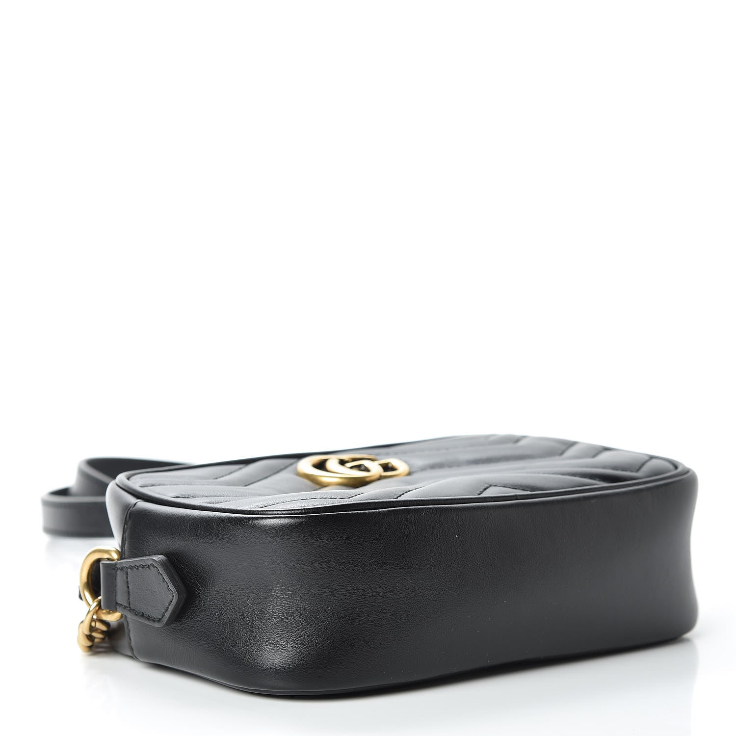 Gucci Calfskin Matelasse Mini GG Marmont Chain Shoulder Bag Black 4 of 10