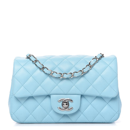 Chanel Lambskin Quilted Mini Rectangular Flap Neon Blue 1 of 10