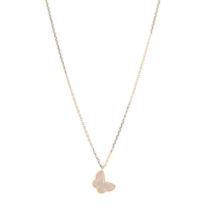 Van Cleef & Arpels 18K Yellow Gold Mother of Pearl Sweet Alhambra Butterfly Pendant Necklace 1 of 7