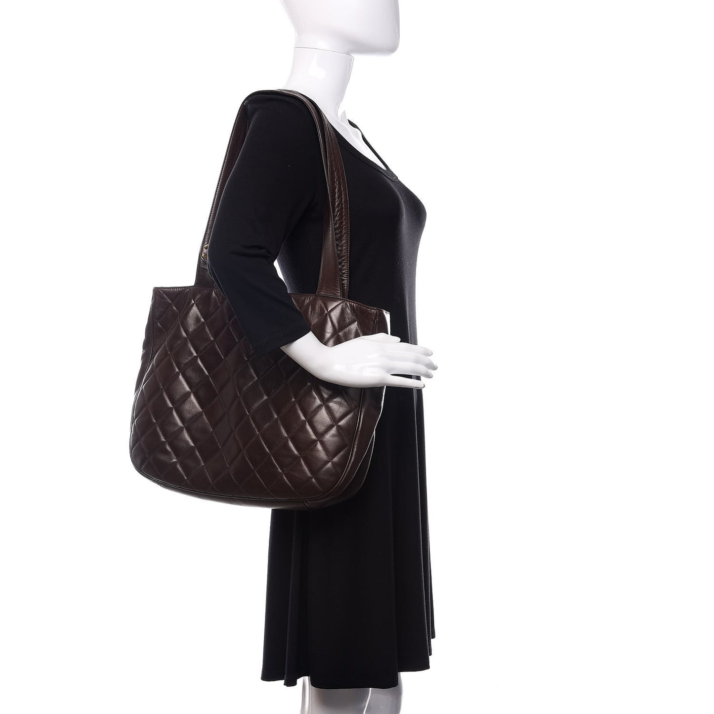 Lambskin Quilted Tote Brown