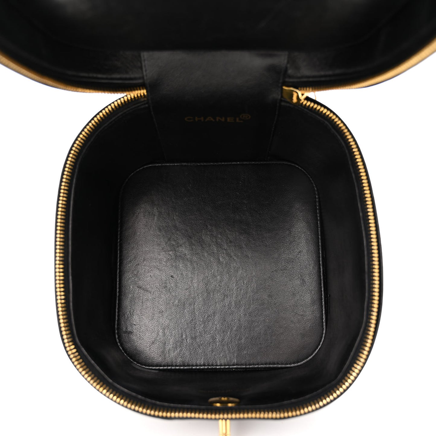 Patent Quilted Top Handle Vanity Case Black