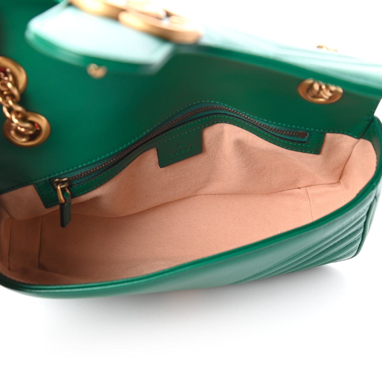 Calfskin Matelasse Small GG Marmont Shoulder Bag Emerald Green