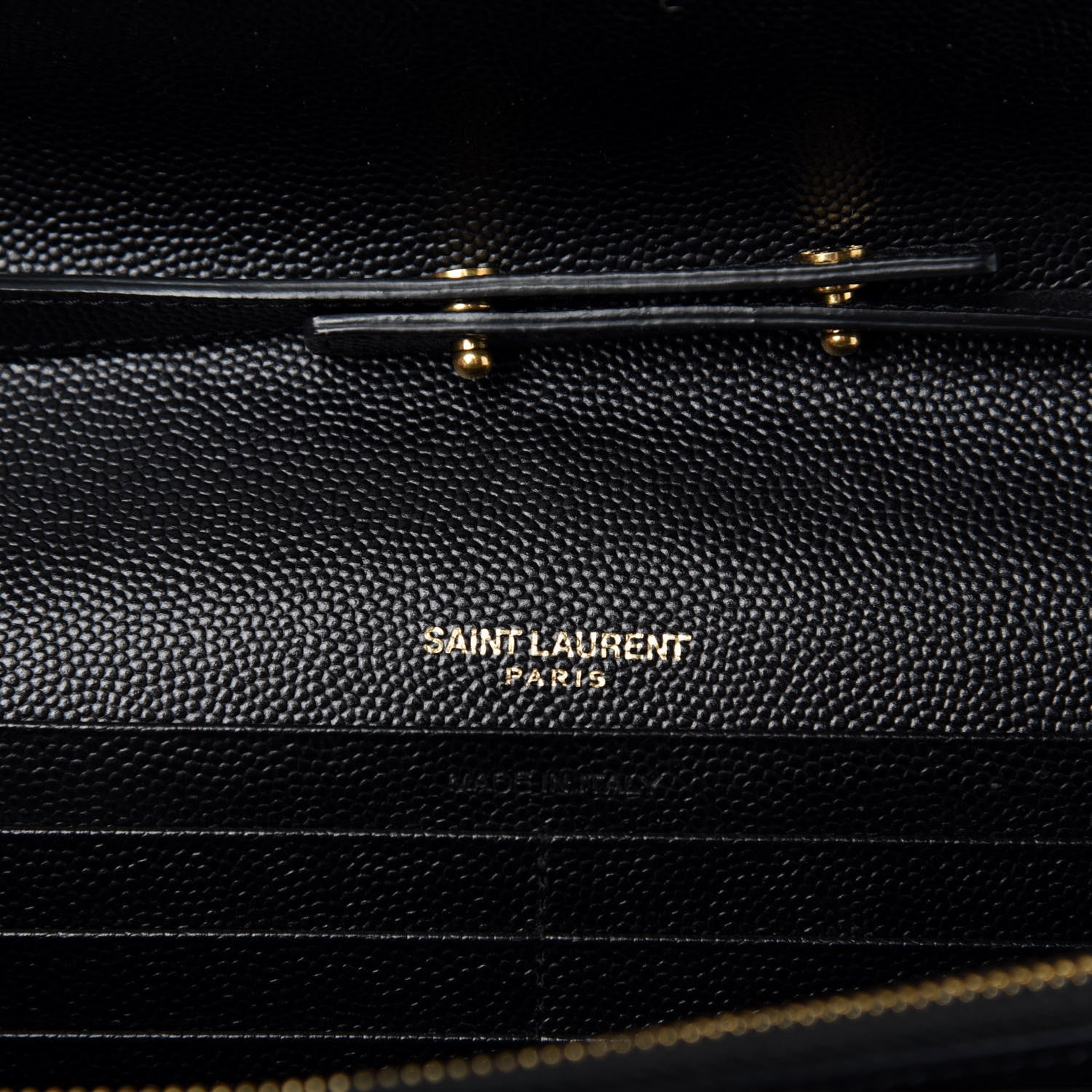 Saint Laurent Grain De Poudre Matelasse Chevron Monogram Chain Wallet Black 9 of 10