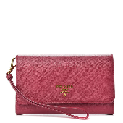 Prada Saffiano Metal Wristlet Peonia 1 of 5