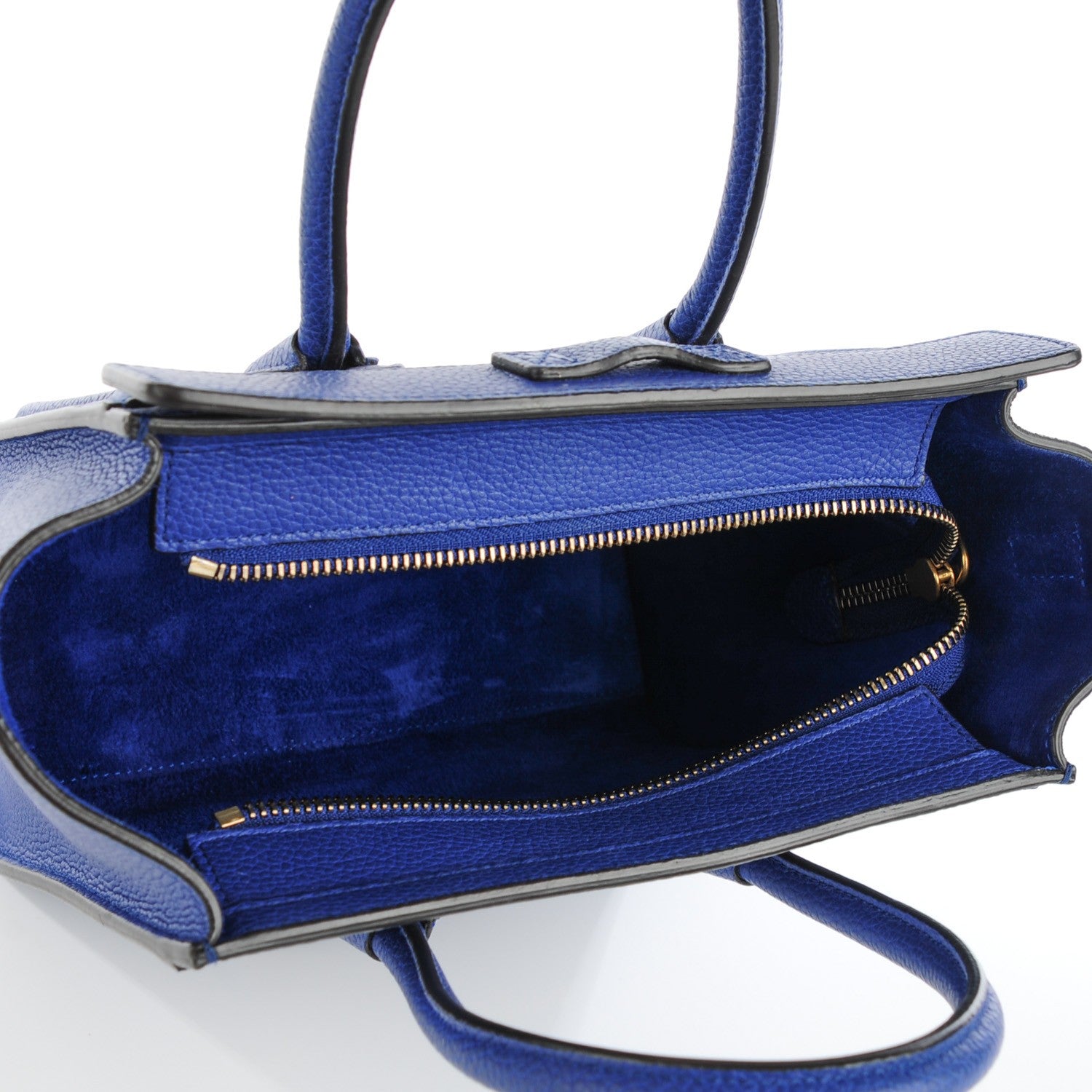 Celine Drummed Calfskin Nano Luggage Indigo 5 of 6