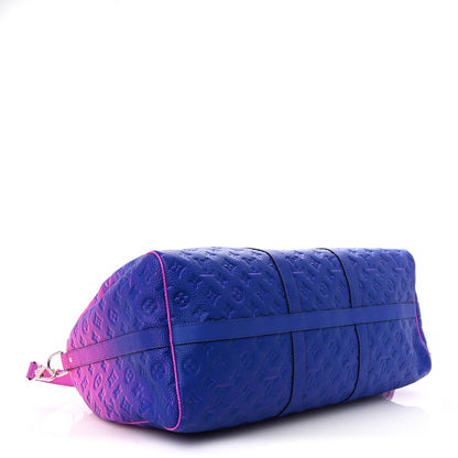 Louis Vuitton Taurillon Illusion Keepall Bandouliere 50 Bleu Rose 3 of 8