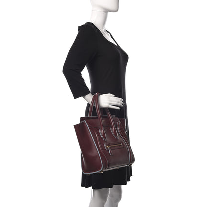 Celine Palmelato Micro Luggage Burgundy Azur Blue 2 of 23