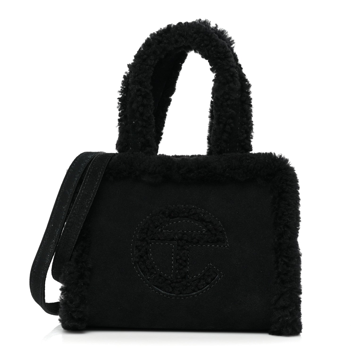Telfar X UGG Suede Shearling Small Shopping Bag Black 1 of 10